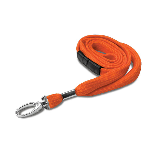 ORANGE - Plain Tubular Material Lanyard with Metal Clip - The Card Printing People