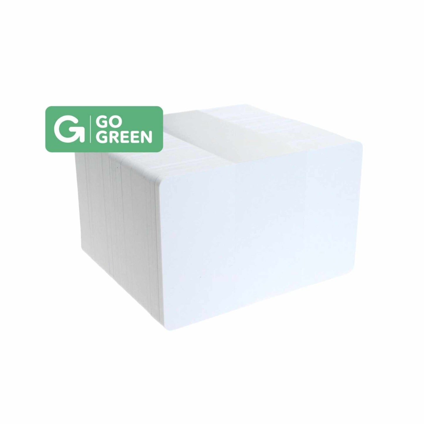 Pack of 100 Go Green 1K Blank White Cards (85% Recycled Plastic) - The Card Printing People