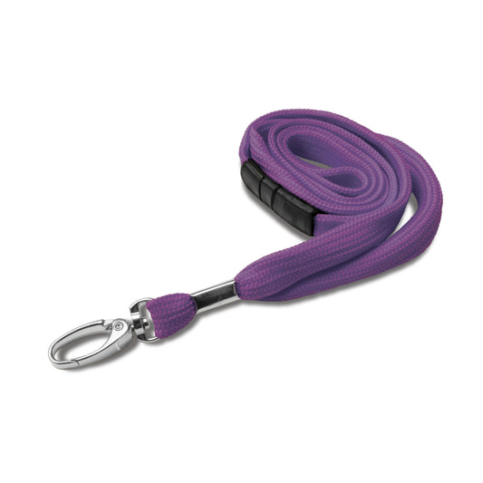 PURPLE - Plain Tubular Material Lanyard with Metal Clip - The Card Printing People