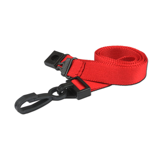 RED - 15mm Plain Lanyard with Plastic J Clip - The Card Printing People