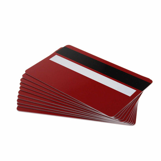 Red Premium 760 Micron Cards With Hi - Co Magnetic Stripe & Signature Strip Panel (Pack of 100) - The Card Printing People