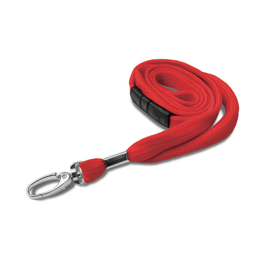 RED - Plain Tubular Material Lanyard with Metal Clip - The Card Printing People