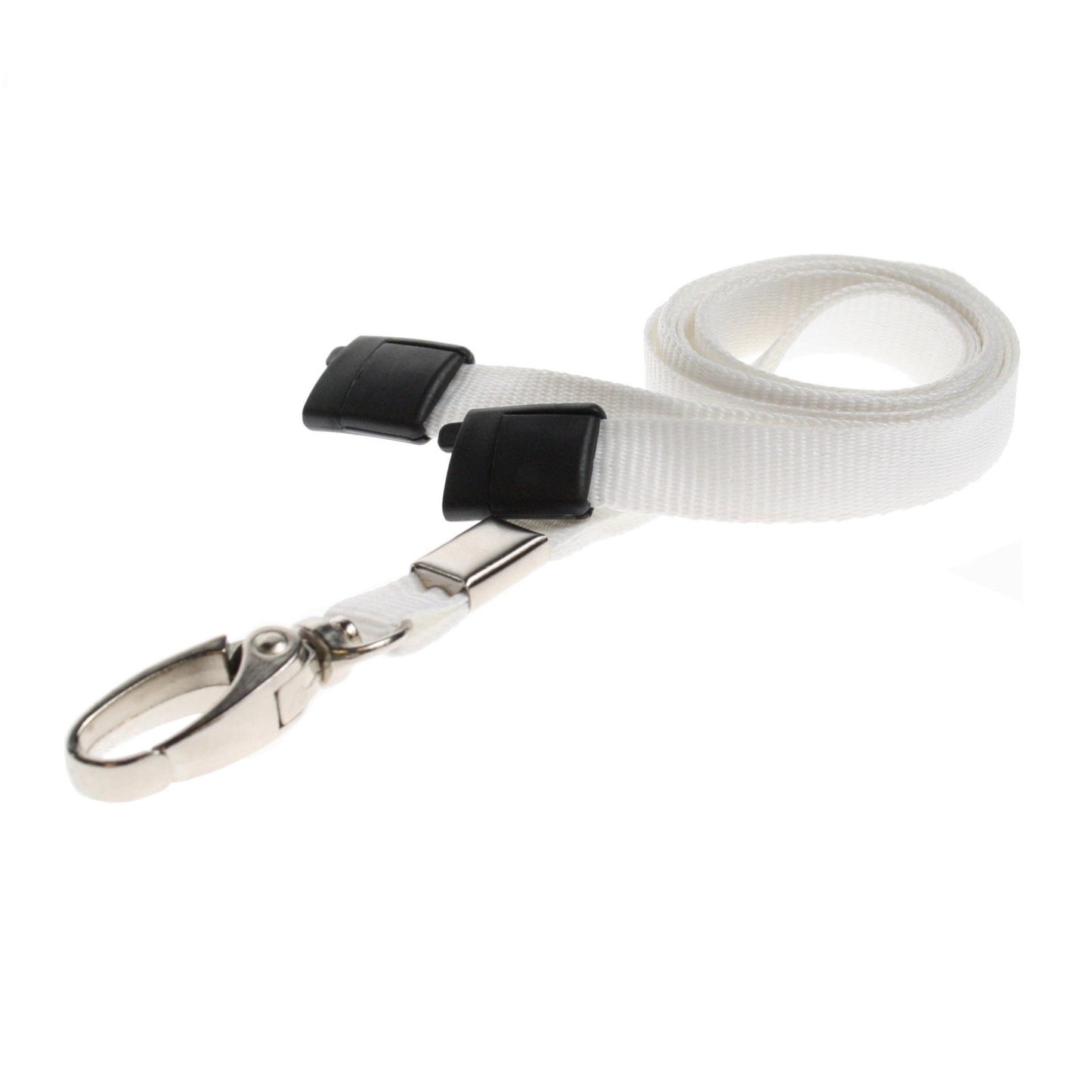 WHITE - Plain Lanyard with Metal Clip - The Card Printing People