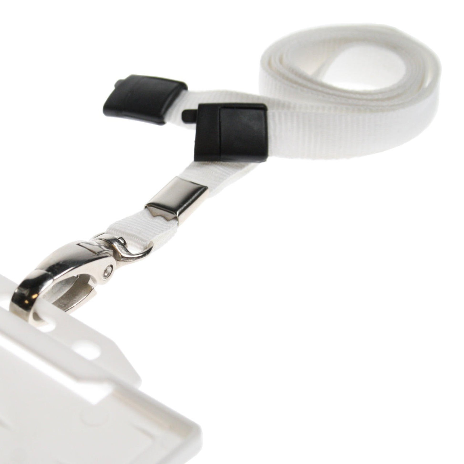 WHITE - Plain Lanyard with Metal Clip - The Card Printing People