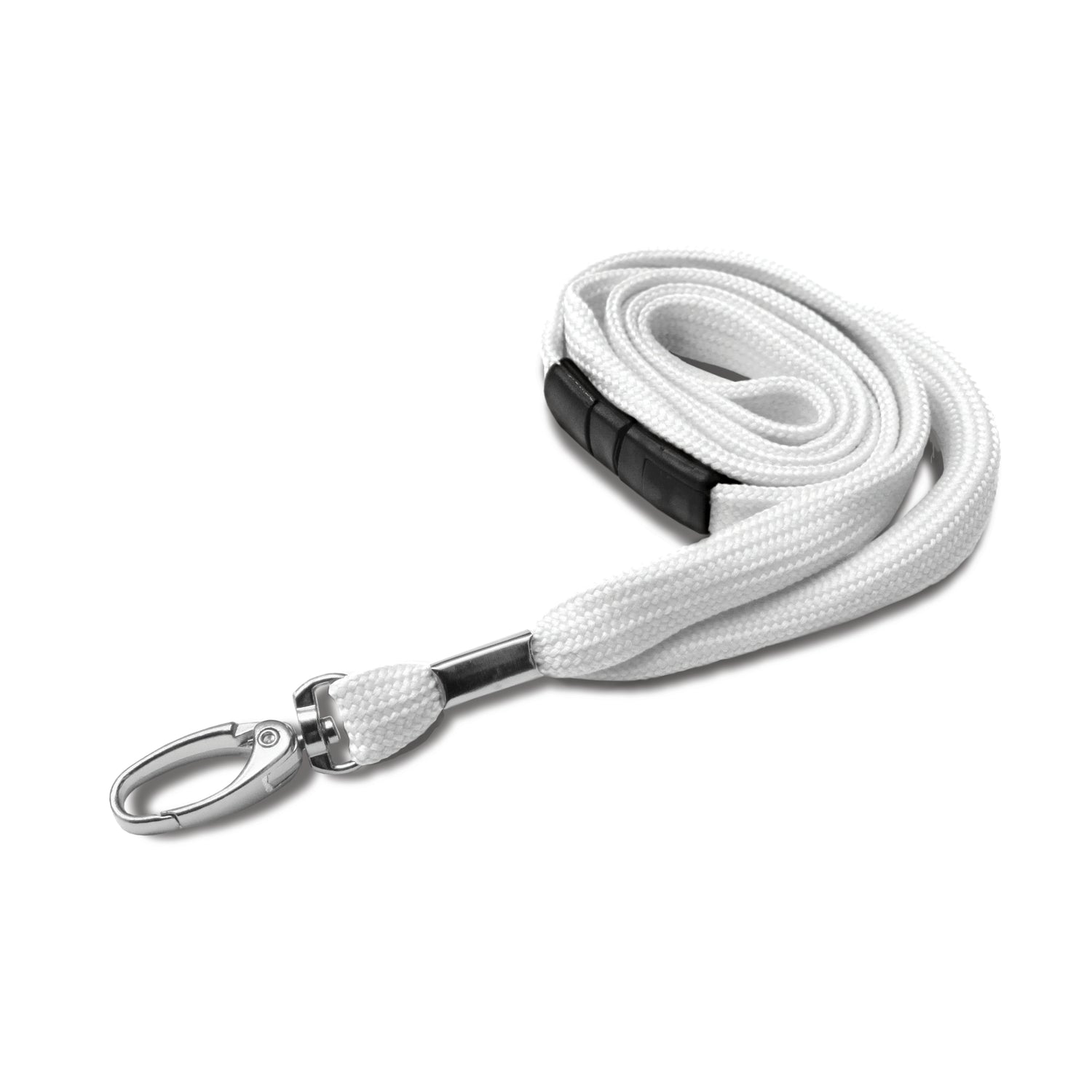 WHITE - Plain Tubular Material Lanyard with Metal Clip - The Card Printing People