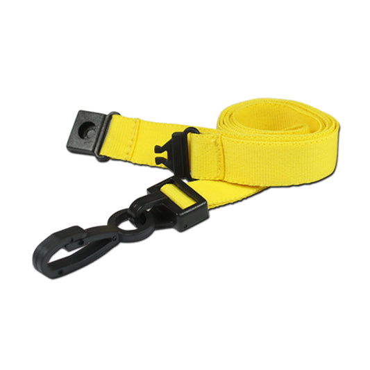 YELLOW - 15mm Plain Lanyard with Plastic J Clip - The Card Printing People